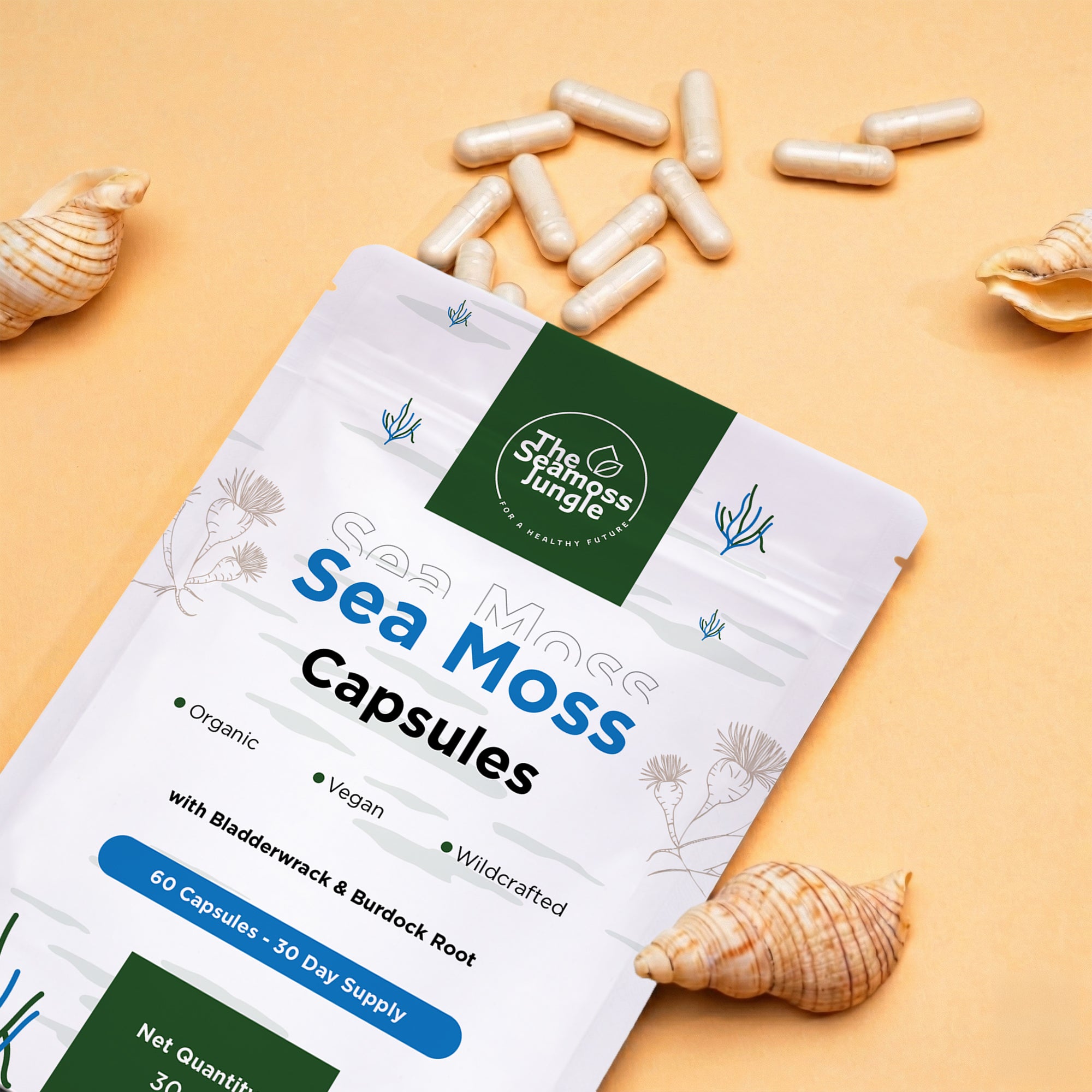 Gélules de Sea Moss avec Bladderwrack & Burdock Root